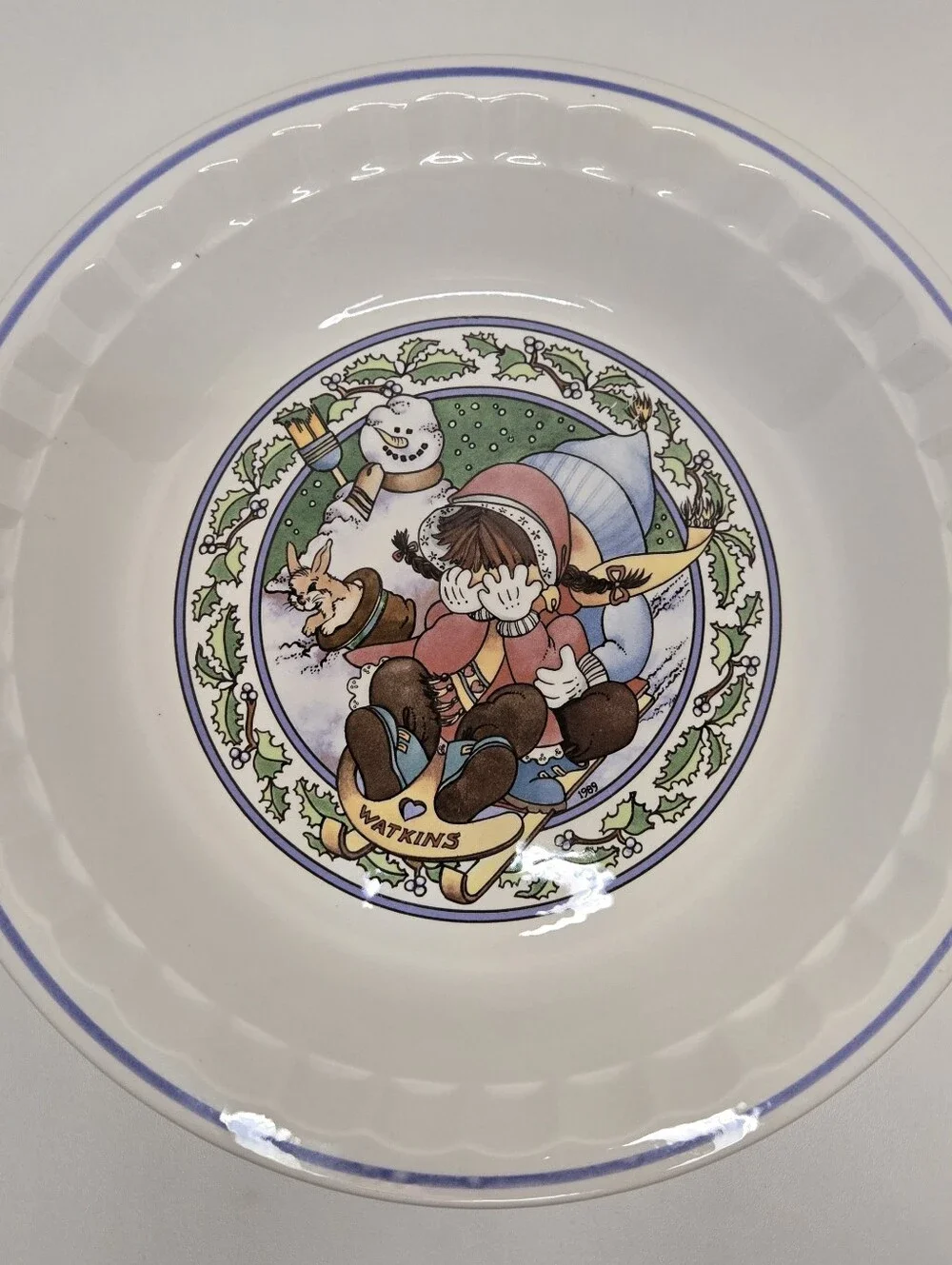 Vintage 1989 Watkins Country Kids Collector's Recipe Pie Plates Set of 2
